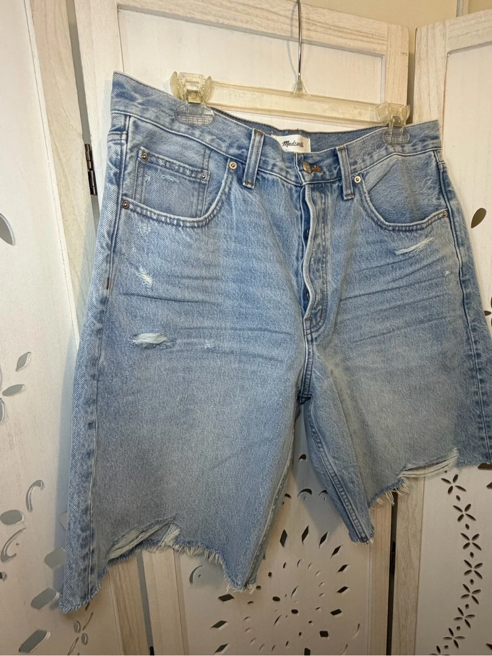 Madewell Essex Long Baggy Shorts Jorts in Londe Blue